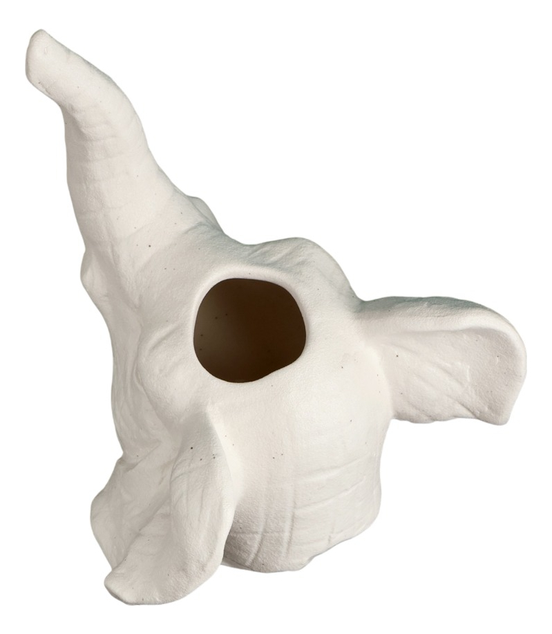MACETA CERÁMICA ELEFANTE BLANCO DECORACIÓN JHN - 3