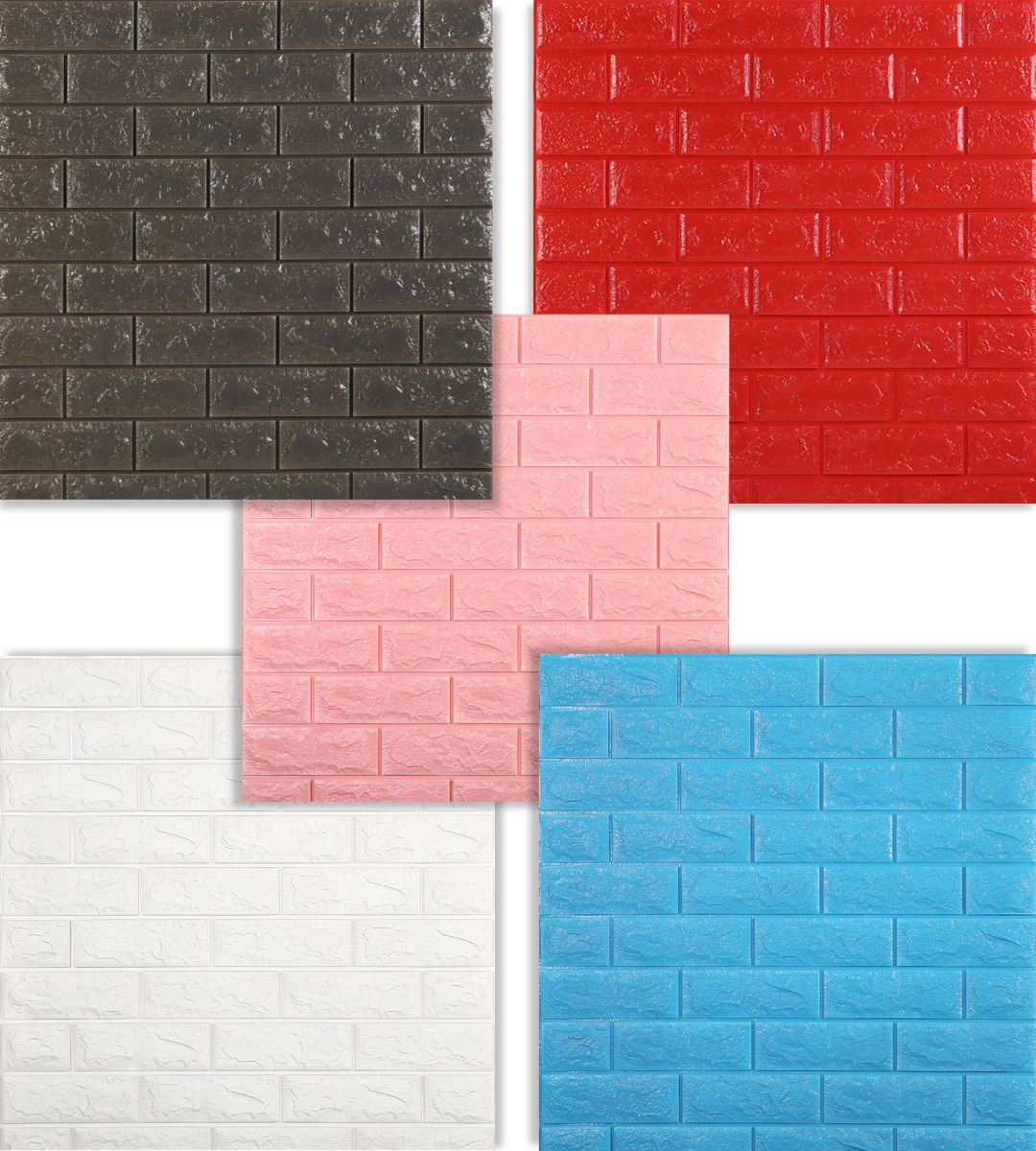 LÁMINA SET 4 PAPEL MURAL 3D PARED LADRILLO DECORATIVO JHN MULTICOLOR 77 CM - 5