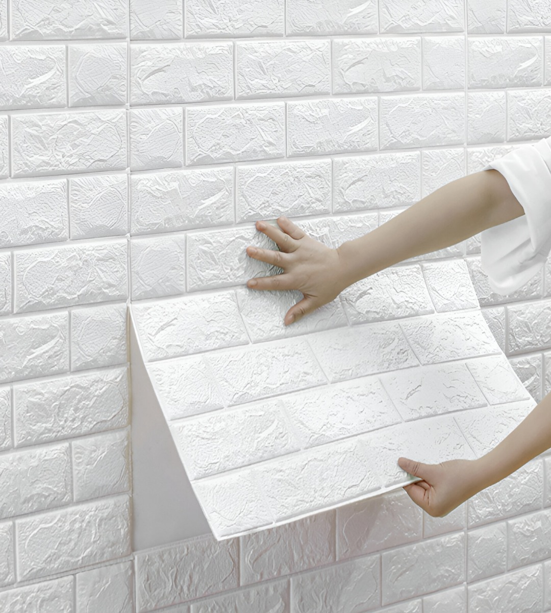 LÁMINA SET 4 PAPEL MURAL 3D PARED LADRILLO DECORATIVO JHN MULTICOLOR 77 CM - 6