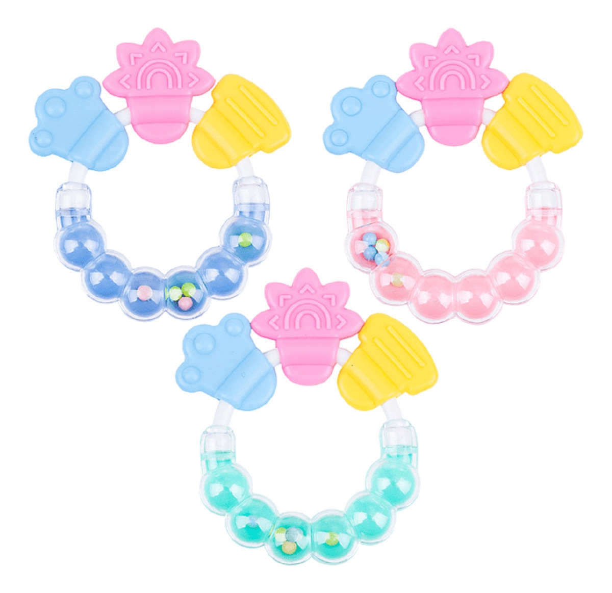 MORDEDOR SET 8 PULSERA SENSORIAL SILICONA BEBÉ LAU - 1