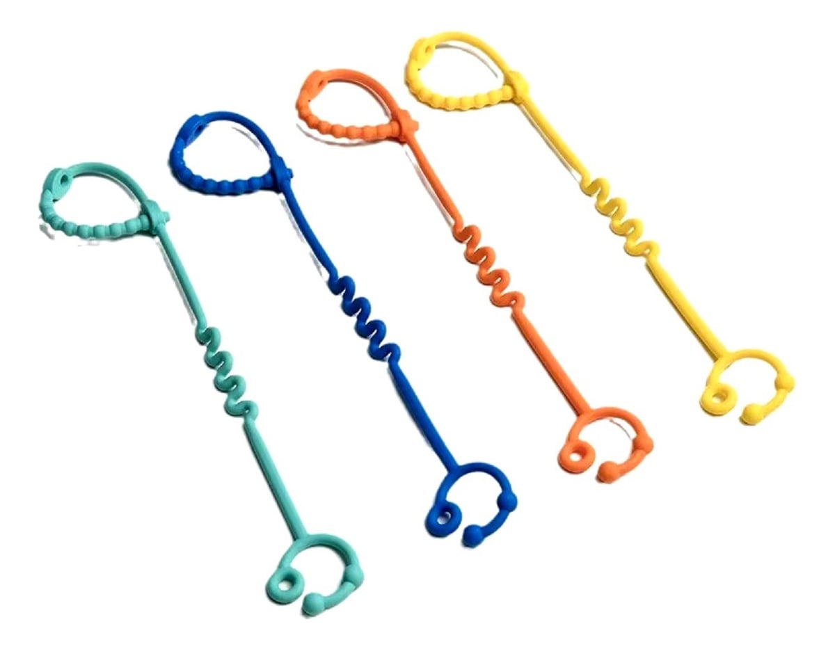 SET 5 PORTACHUPETES MULTICOLOR MAMADERAS SILICONA JUGUETE BEBES LAU - 1