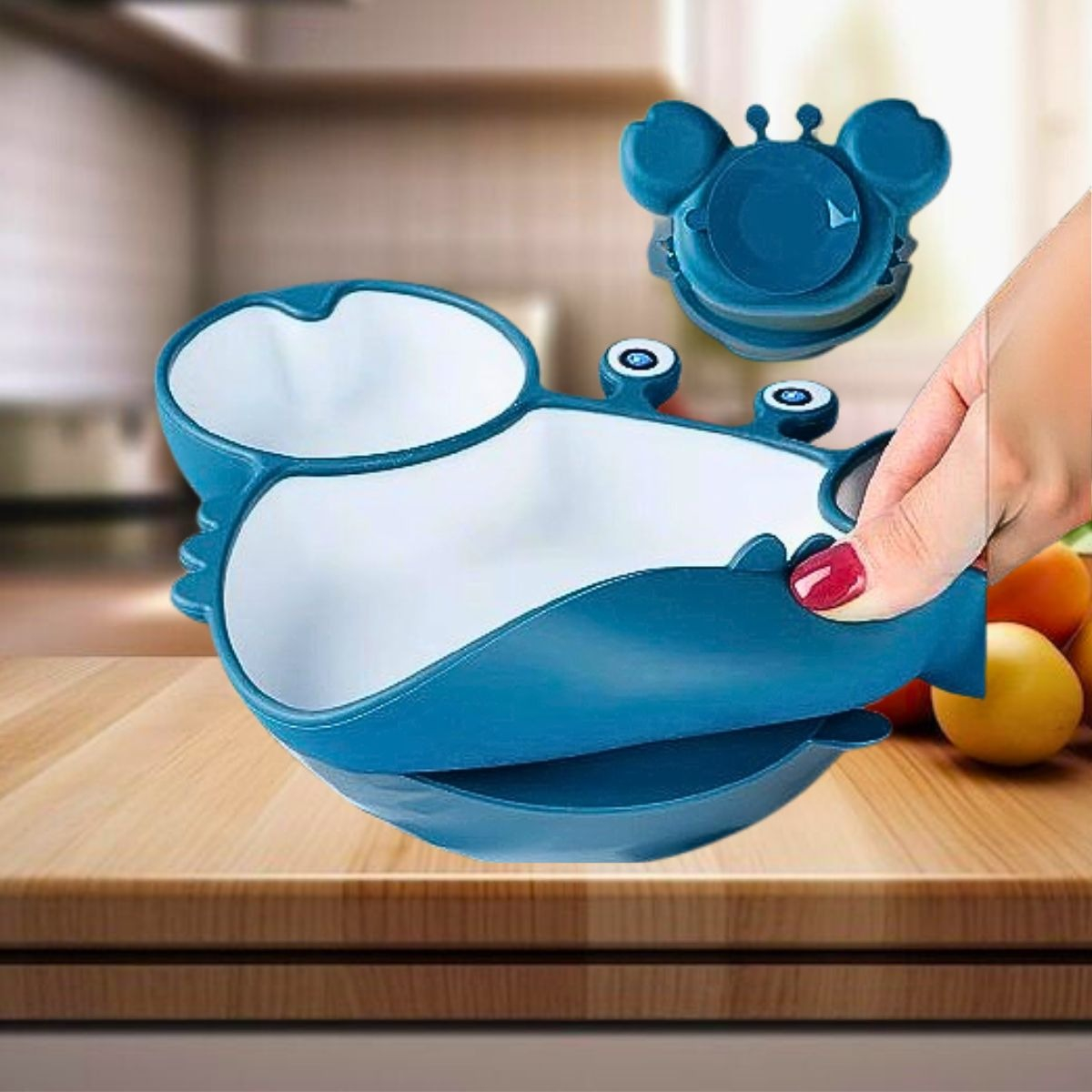 PLATO SILICONA DISEÑO CANGREJO ANTIDESLIZANTE NIÑOS LAU - 5