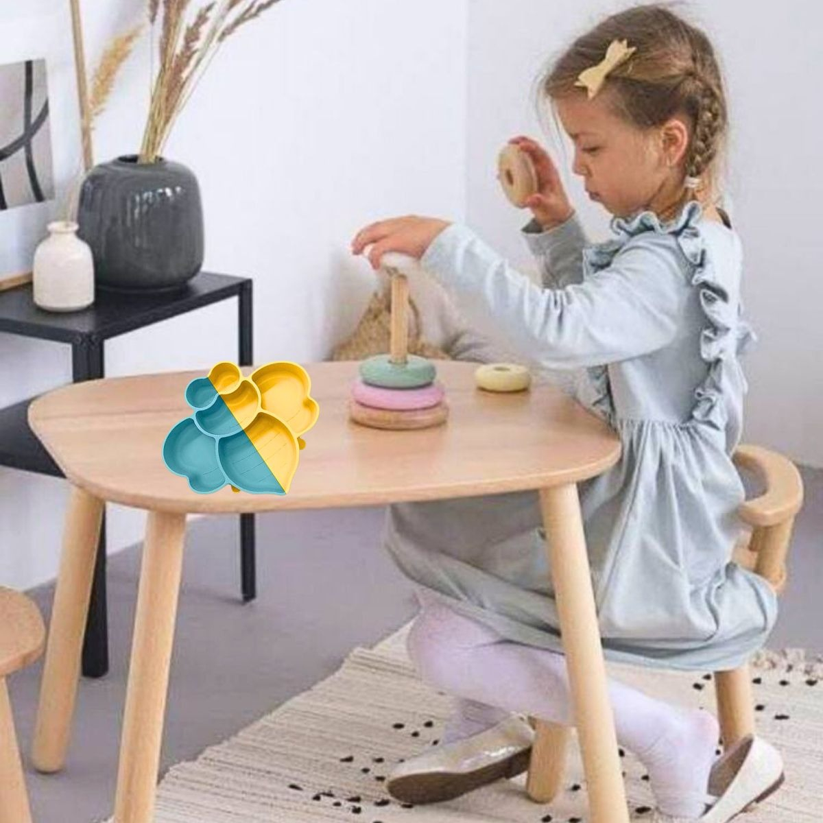 SET 2 PLATOS FORMA ABEJA SILICONA NIÑOS ANTIDESLIZANTE LAU - 5