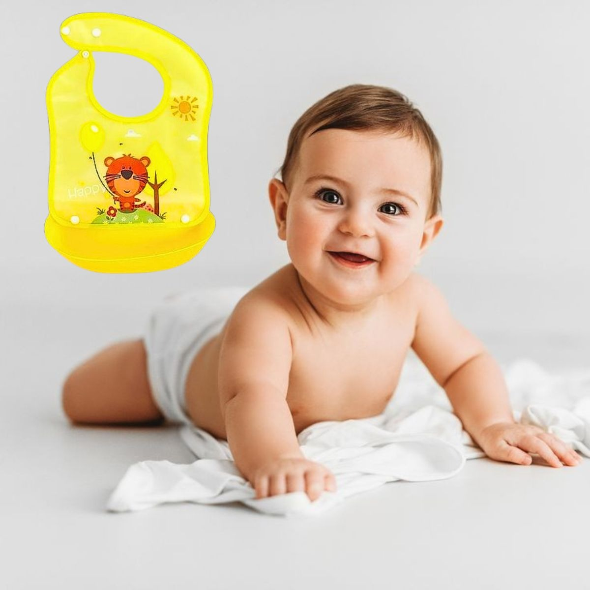 SET 6 BABEROS SILICONA CON BANDEJA RECOLECTORA BEBES LAU - 6