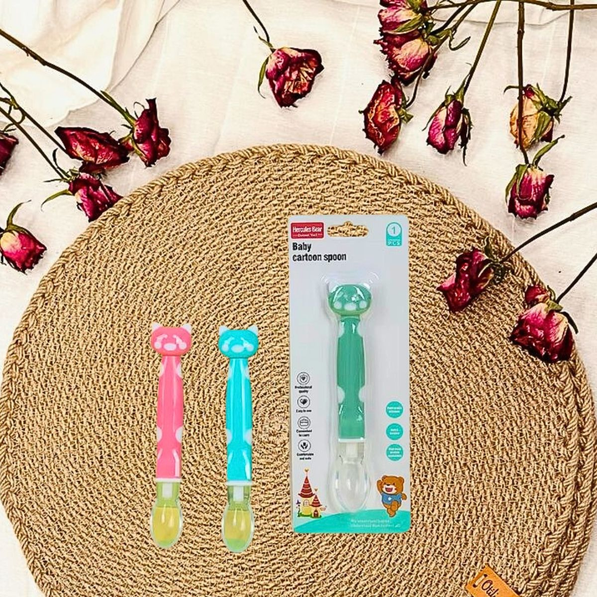 SET 9 CUCHARAS SILICONA DISEÑO OSITO ENTRENA BEBES LAU - 6