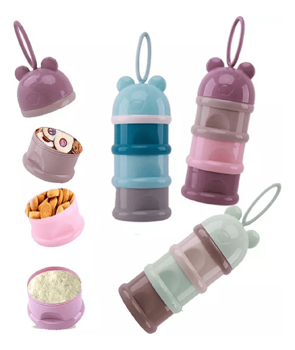 SET 5 DISPENSADOR LECHE POLVO DISEÑO OSO PORTATIL BEBE LAU - 1