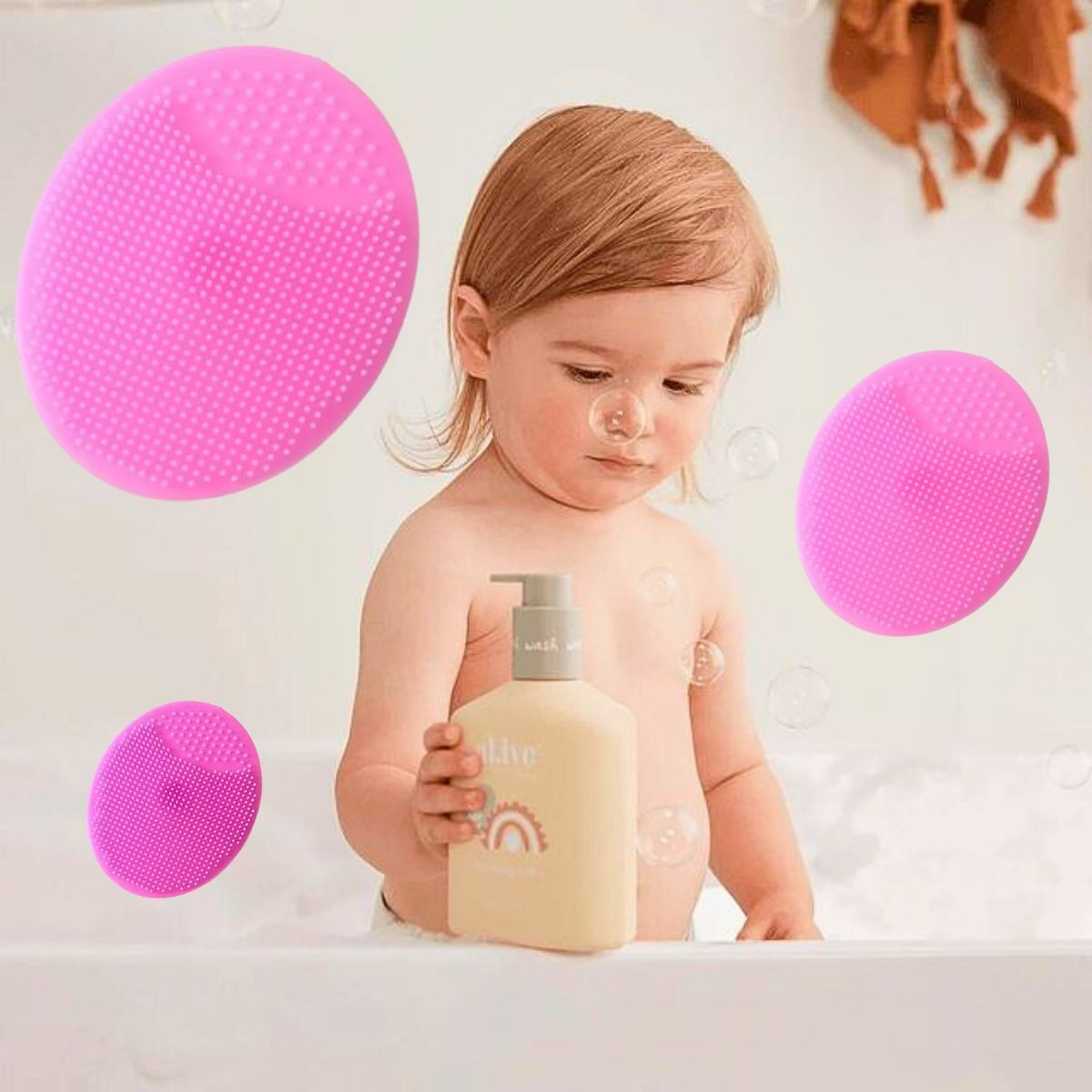 SET 4 CEPILLOS SILICONA CABEZA EXFOLIACION LIMPIEZA BEBE LAU - 8