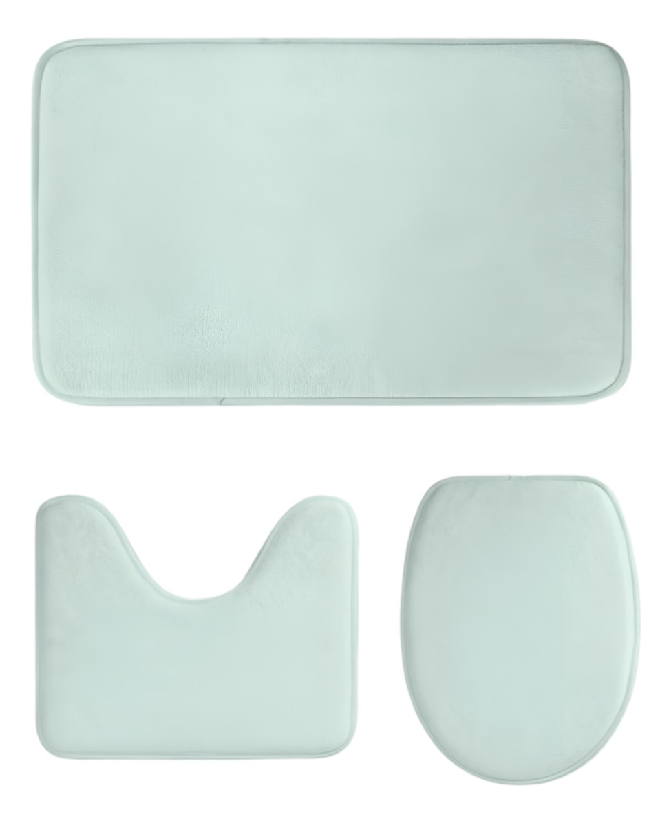 SET 3 ALFOMBRAS BAÑO MENTA DECORATIVA ANTIDESLIZANTE JHN - 1