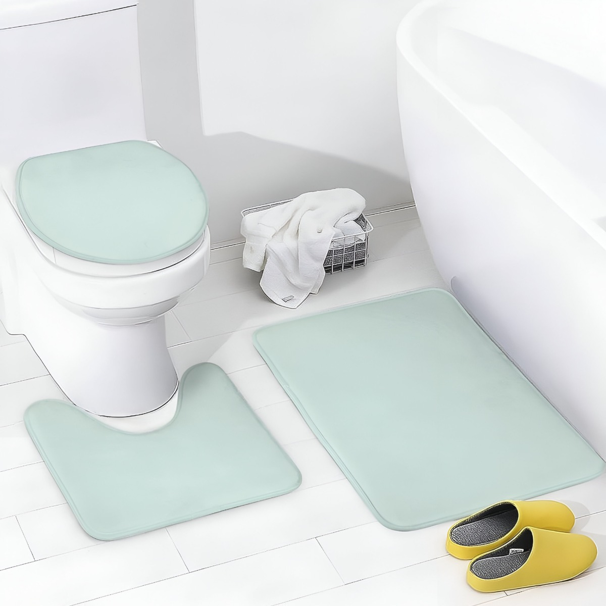 SET 3 ALFOMBRAS BAÑO MENTA DECORATIVA ANTIDESLIZANTE JHN - 2