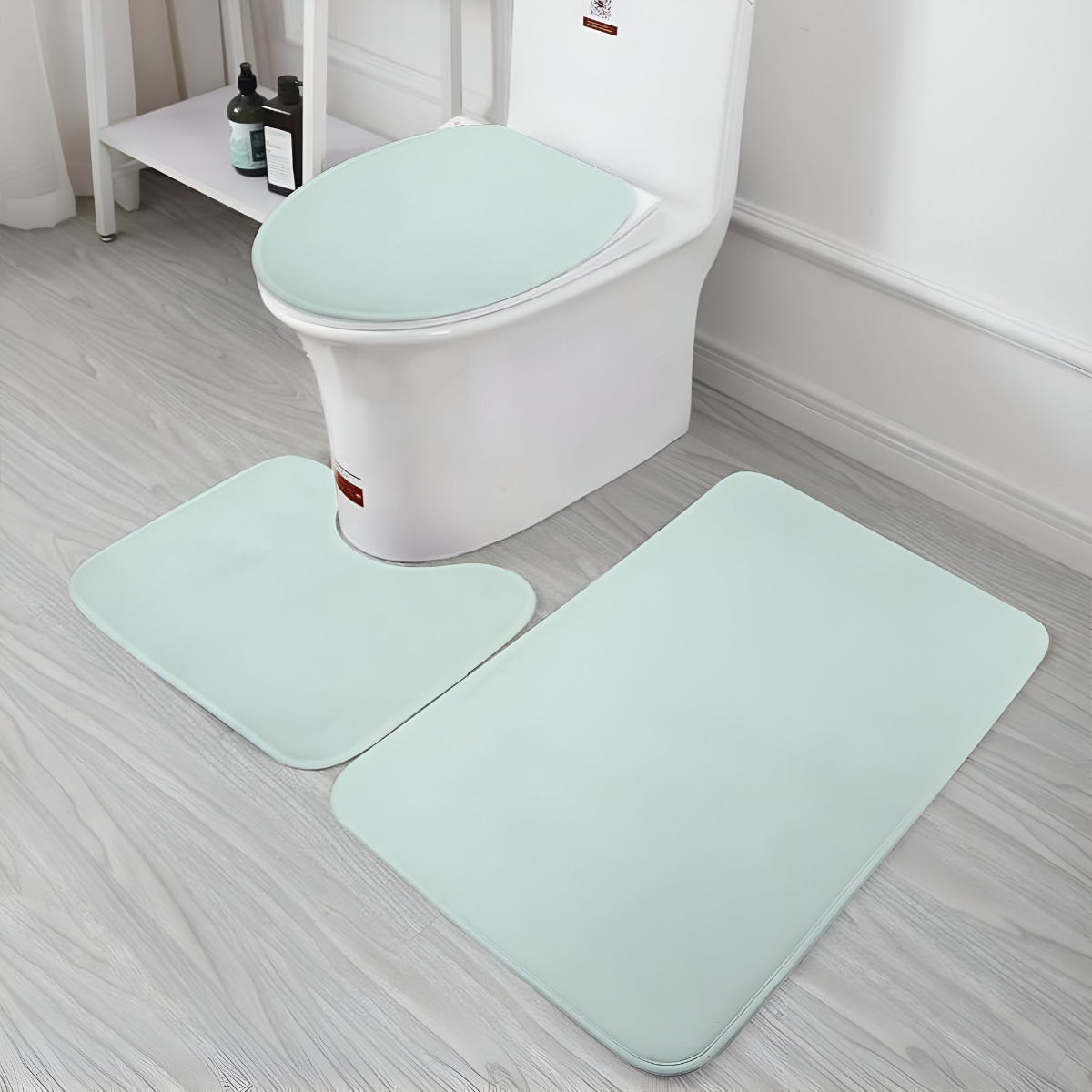 SET 3 ALFOMBRAS BAÑO MENTA DECORATIVA ANTIDESLIZANTE JHN - 5