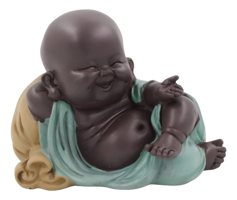 SET 2 ESTATUA BUDA SONRIENTE MONJE ADORNO DECORACIÓN JHN - 3