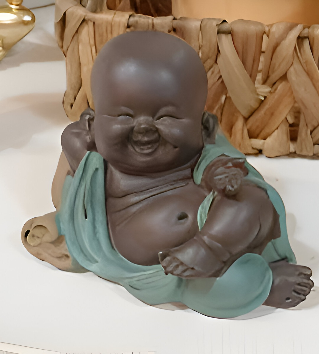 SET 2 ESTATUA BUDA SONRIENTE MONJE ADORNO DECORACIÓN JHN - 4