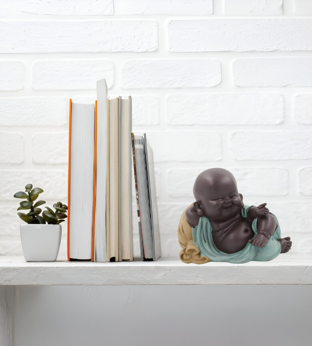 SET 2 ESTATUA BUDA SONRIENTE MONJE ADORNO DECORACIÓN JHN - 9