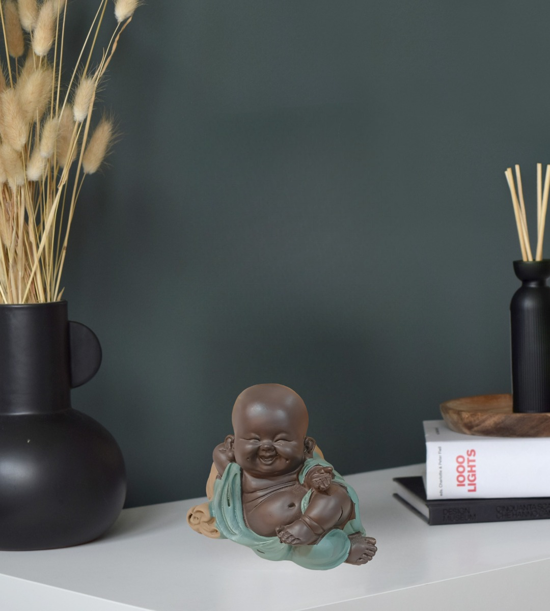 SET 2 ESTATUA BUDA SONRIENTE MONJE ADORNO DECORACIÓN JHN - 10