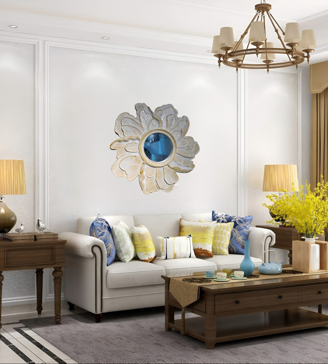 ESPEJO DECORATIVO PARED RESINA PÉTALOS ROSA JHN - 10
