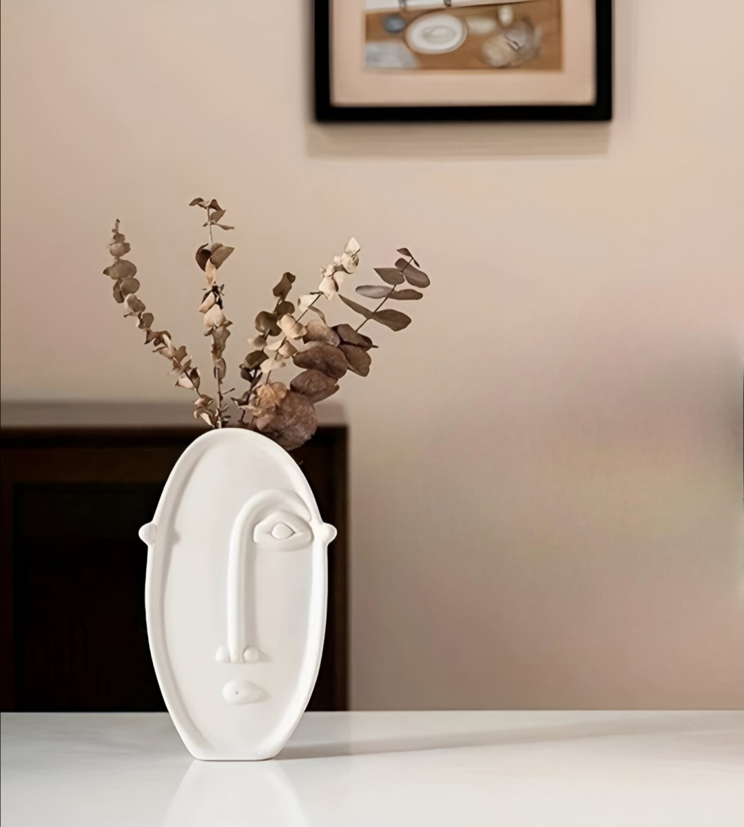 SET 2 JARRÓN CERÁMICA DECORACIÓN NÓRDICO FLORES BLANCO JHN - 7