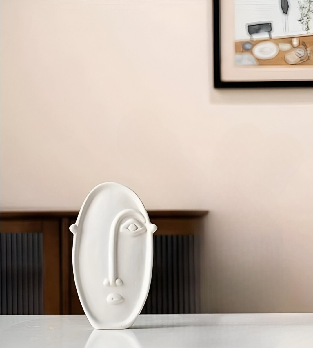 SET 2 JARRÓN CERÁMICA DECORACIÓN NÓRDICO FLORES BLANCO JHN - 10