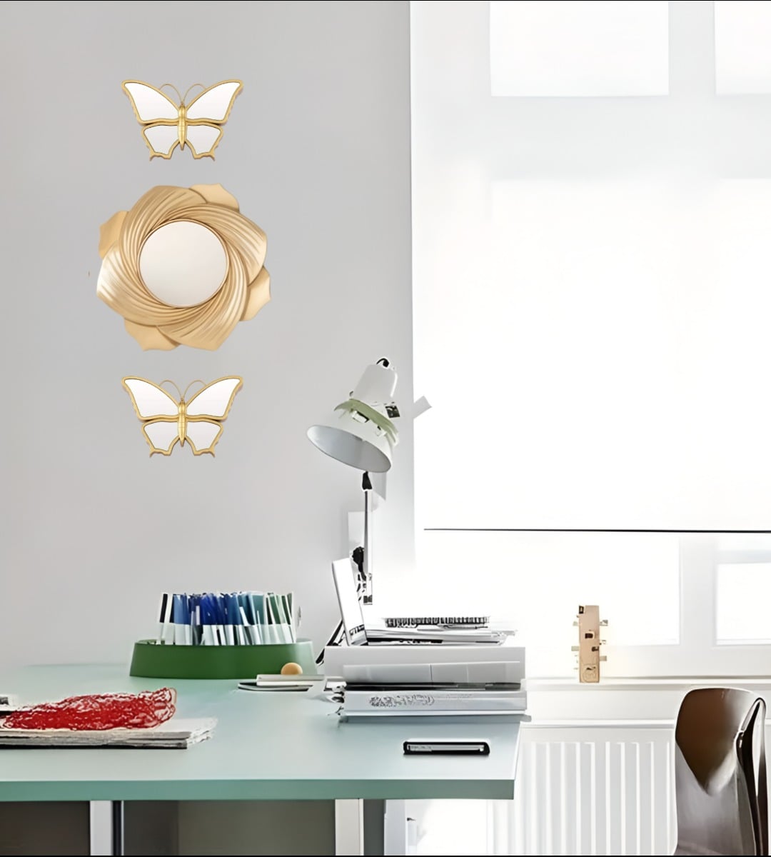 SET DE 3 ESPEJOS MARIPOSA DECORATIVOS DORADOS JHN - 8