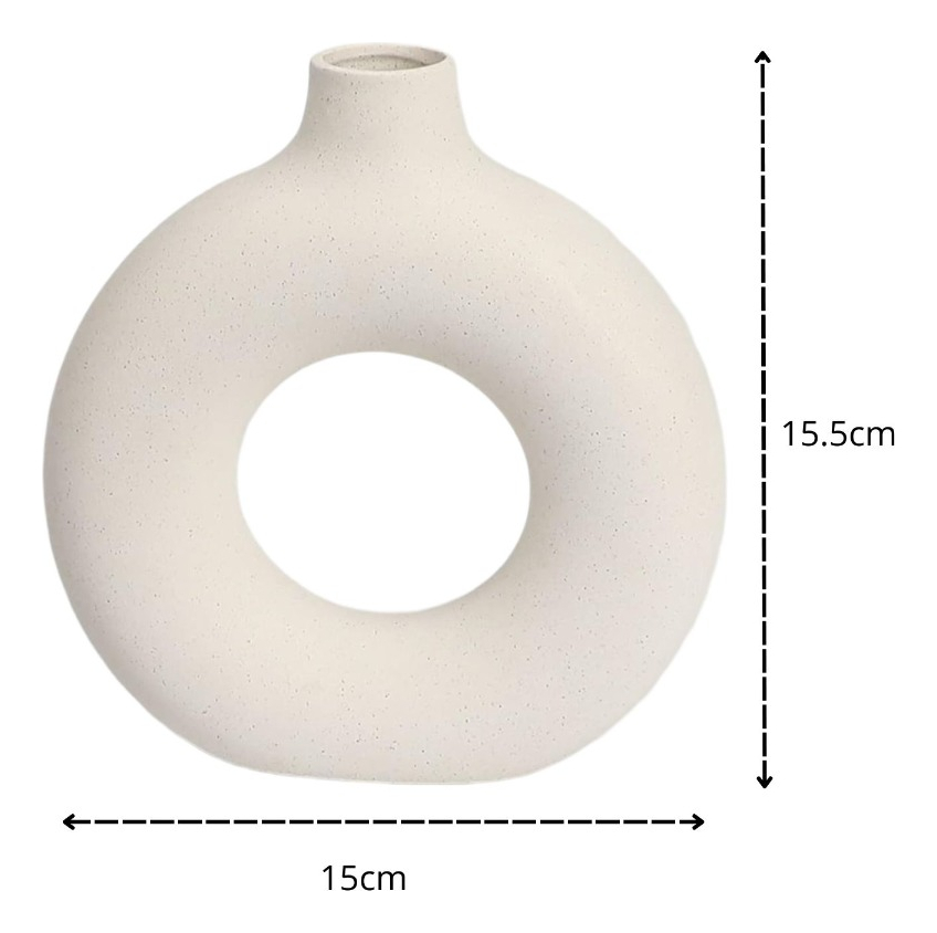 JARRÓN FLORERO CERÁMICA BLANCA DECORACIÓN MODERNA 15,5CM JHN - 2