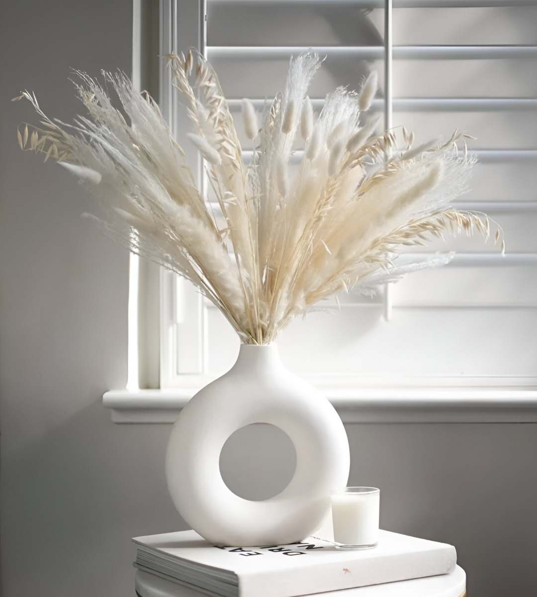 JARRÓN FLORERO CERÁMICA BLANCA DECORACIÓN MODERNA 15,5CM JHN - 6