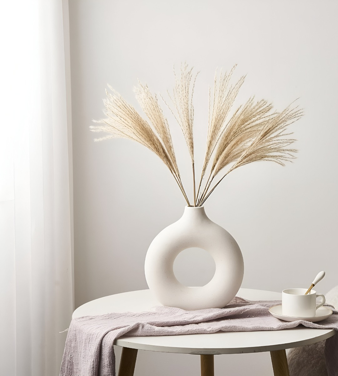 JARRÓN FLORERO CERÁMICA BLANCA DECORACIÓN MODERNA 15,5CM JHN - 9