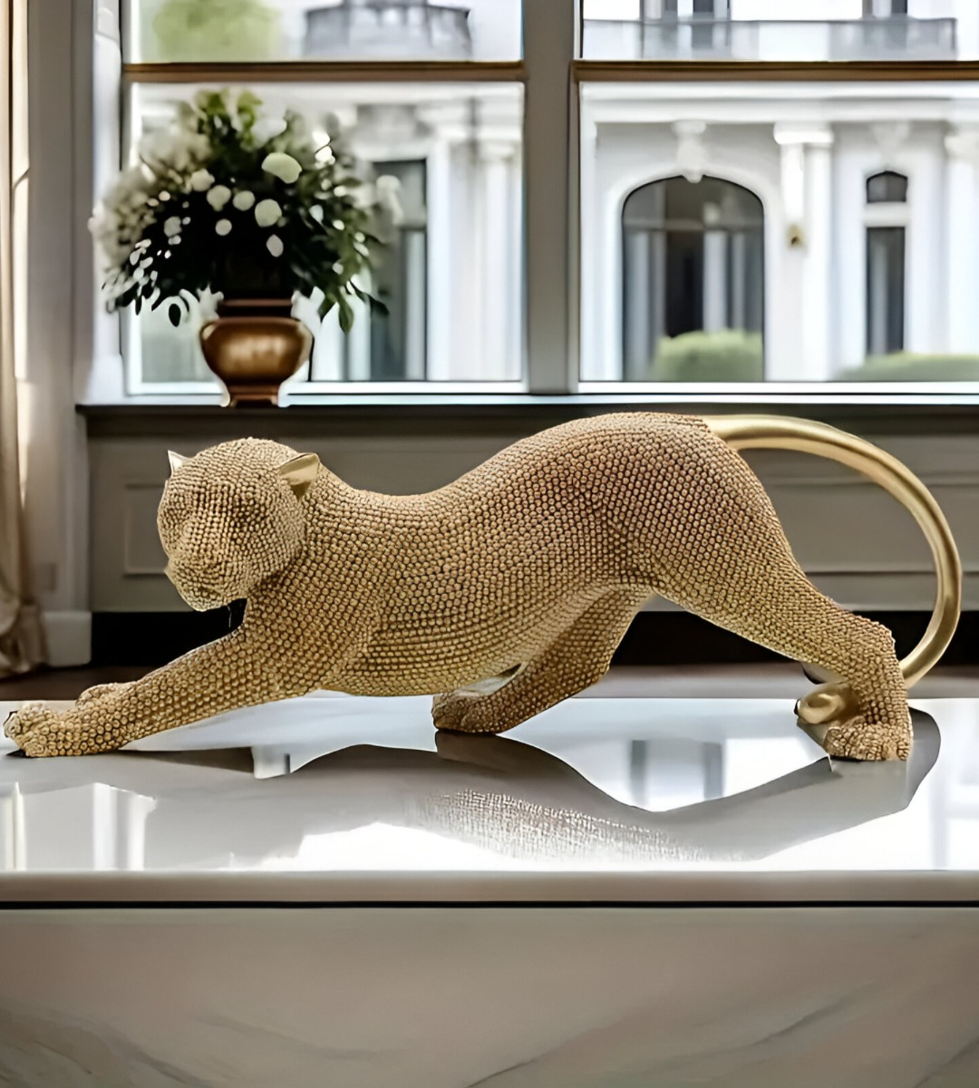 ESTATUA ANIMAL ESCULTURA ARTESANÍA COLECCIONABLE DORADO JHN - 4
