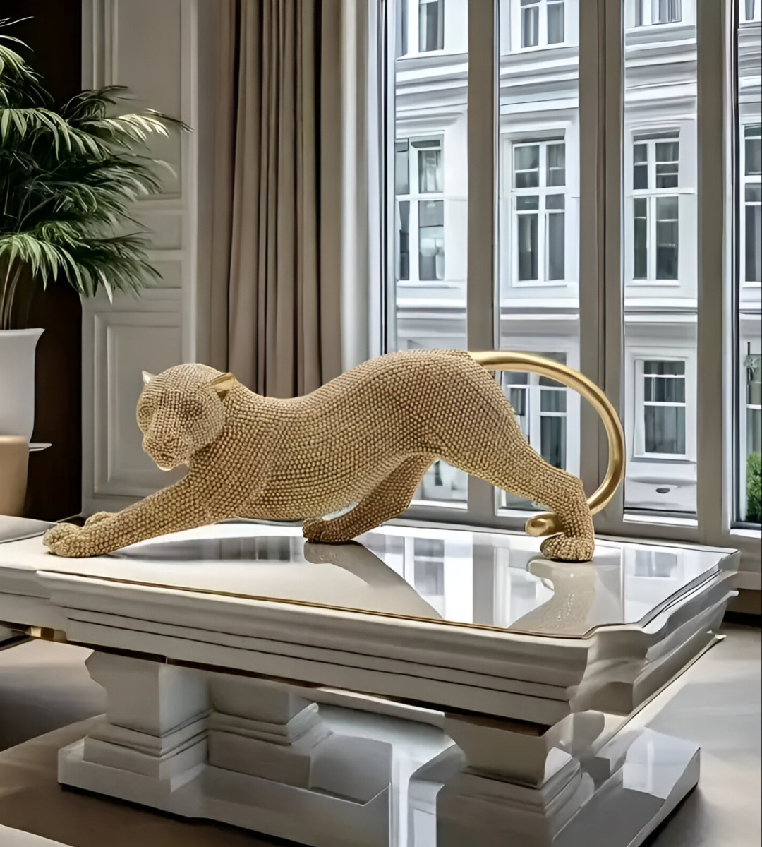 ESTATUA ANIMAL ESCULTURA ARTESANÍA COLECCIONABLE DORADO JHN - 5