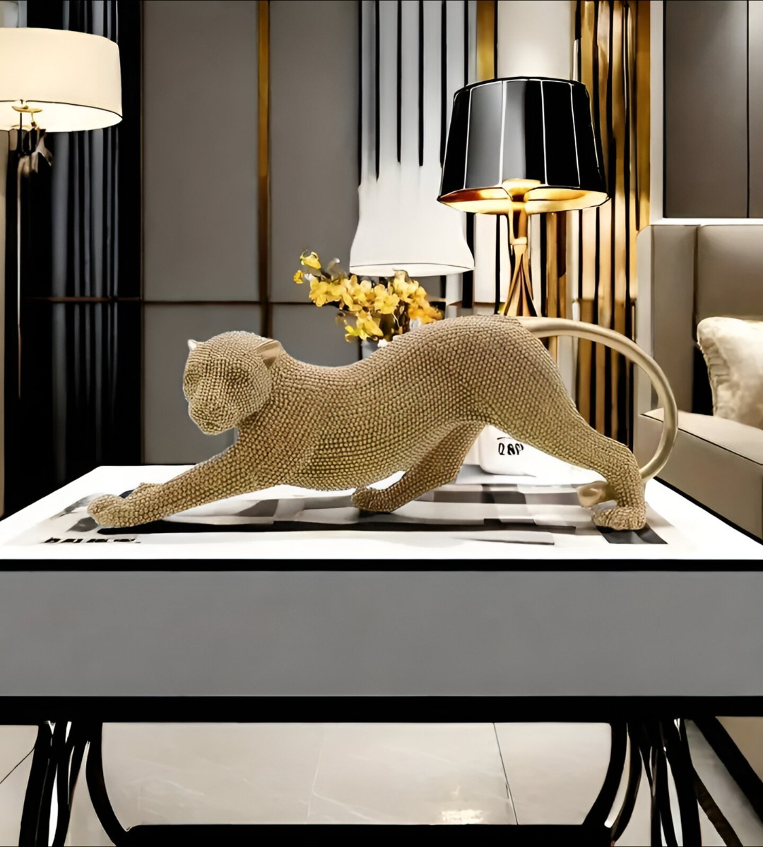 ESTATUA ANIMAL ESCULTURA ARTESANÍA COLECCIONABLE DORADO JHN - 6