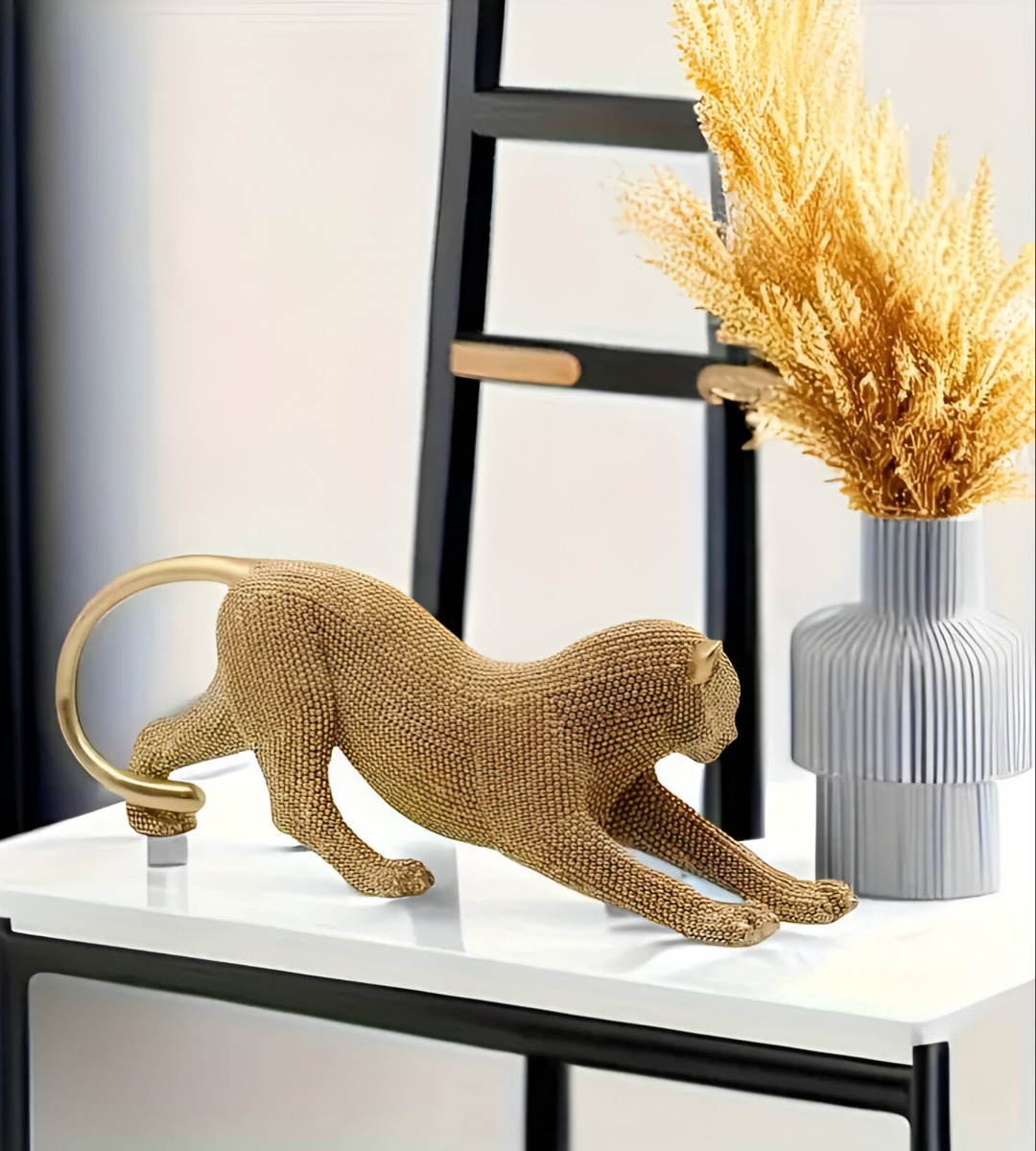 ESTATUA ANIMAL ESCULTURA ARTESANÍA COLECCIONABLE DORADO JHN - 7