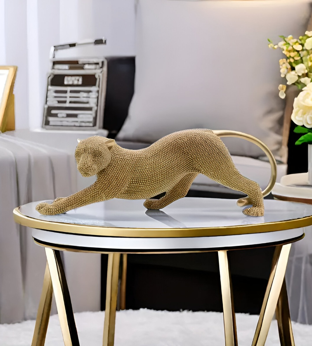 ESTATUA ANIMAL ESCULTURA ARTESANÍA COLECCIONABLE DORADO JHN - 9