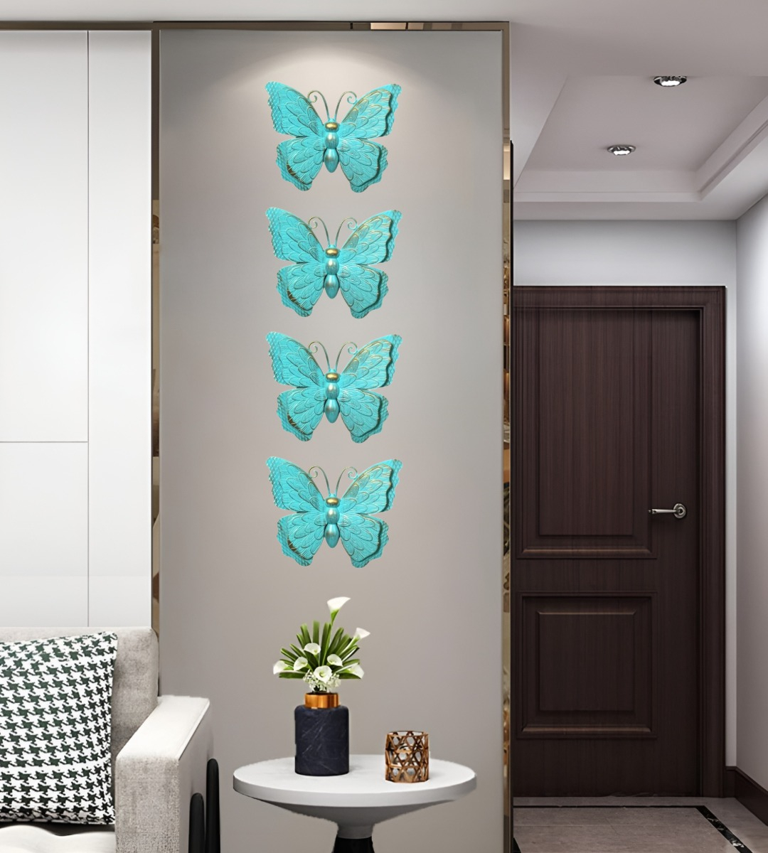 SET DECORACIÓN PARED MARIPOSA 3D ARTE ESTATUA TURQUESA JHN - 5