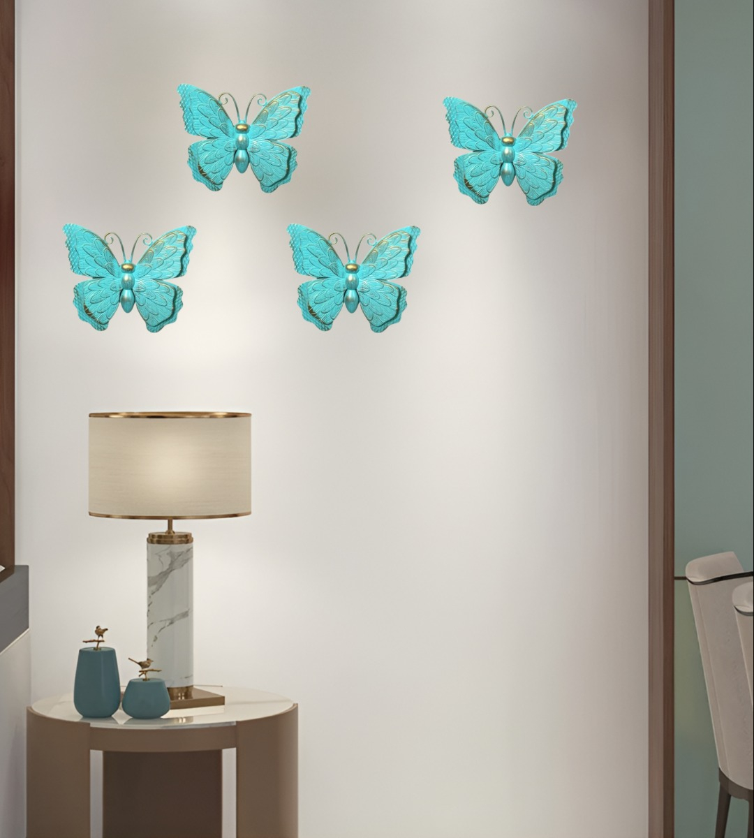 SET DECORACIÓN PARED MARIPOSA 3D ARTE ESTATUA TURQUESA JHN - 6
