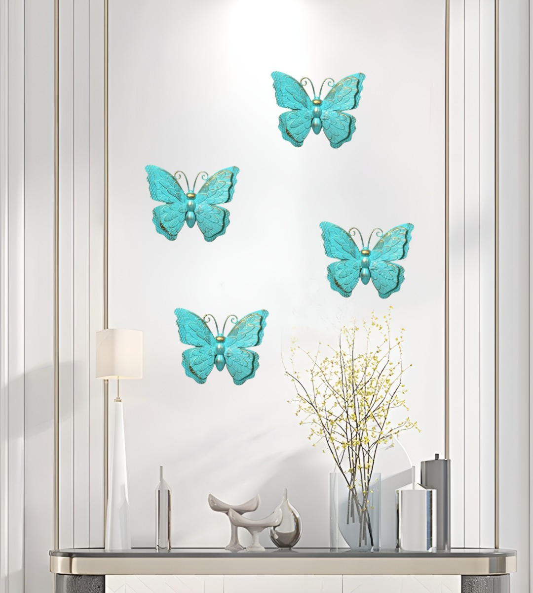 SET DECORACIÓN PARED MARIPOSA 3D ARTE ESTATUA TURQUESA JHN - 7