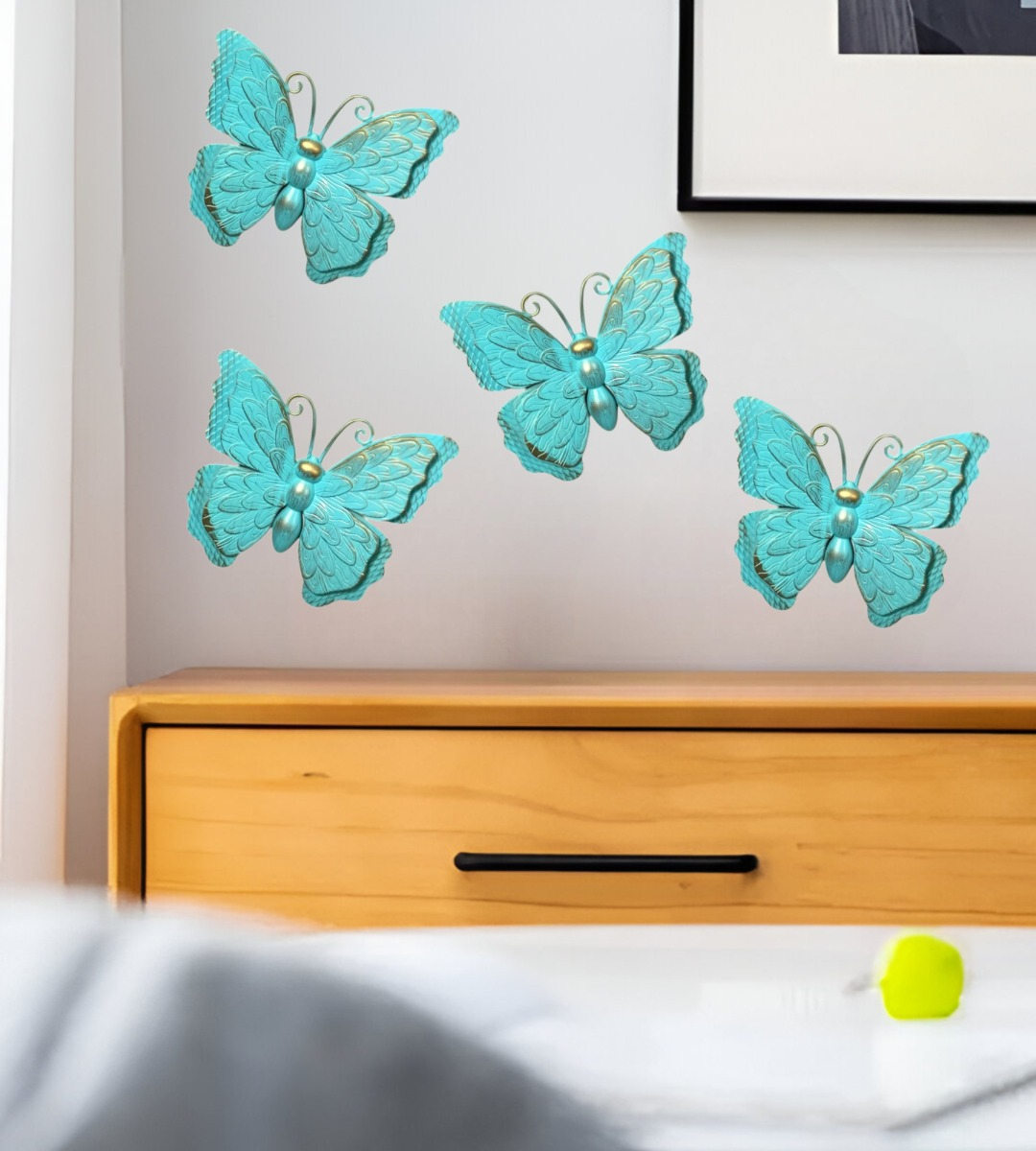 SET DECORACIÓN PARED MARIPOSA 3D ARTE ESTATUA TURQUESA JHN - 9