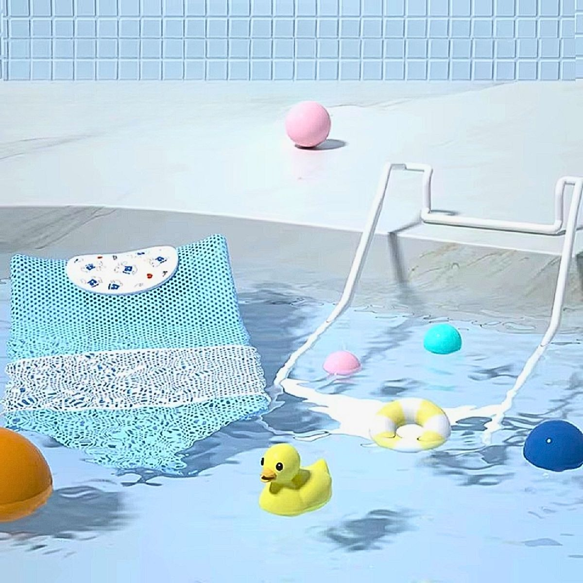 SET 2 MALLAS TINA ALMOHADILLA ANTIDESLIZANTE BAÑERA BEBE LAU - 5