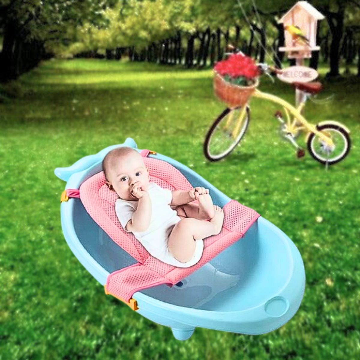 SET 3 MALLAS TINA ASIENTO INFANTIL BAÑERA BEBES UNISEX LAU - 8
