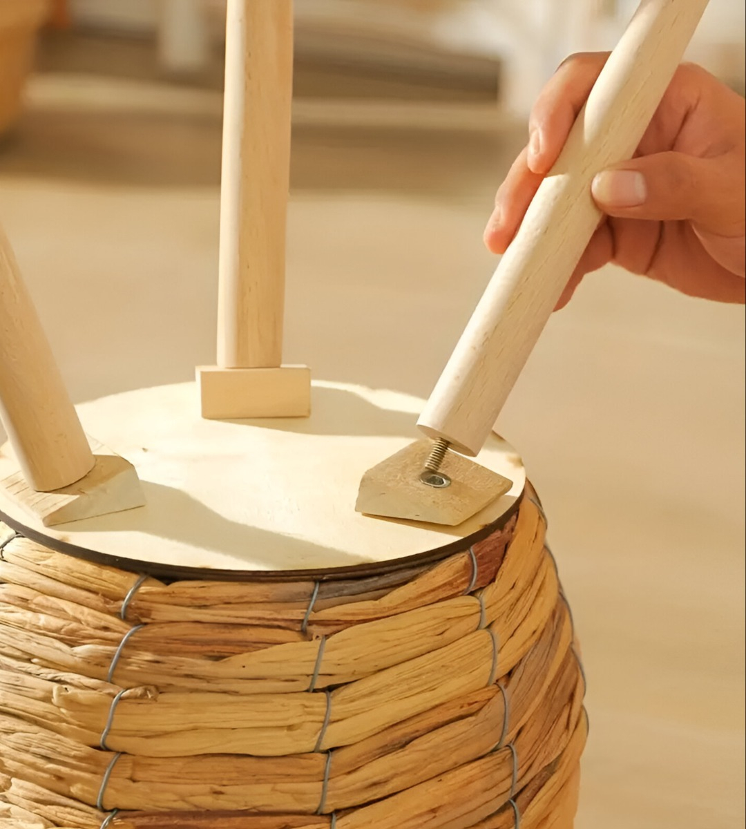 SET MACETAS DECORATIVAS TEJIDO PAJA PLANTAS FLORES JHN - 7