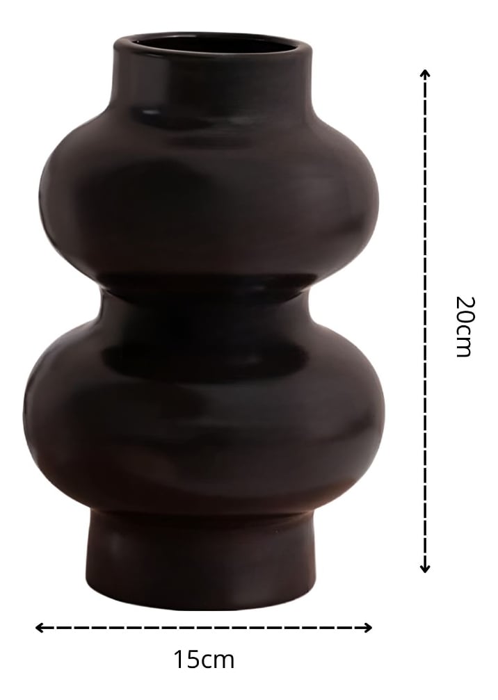 JARRÓN FLORERO DECORACIÓN HOGAR CERÁMICA MODERNO NEGRO JHN - 2
