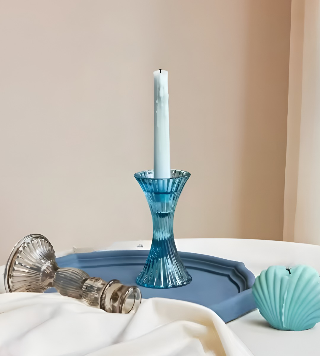 PORTAVELAS CANDELABRO CRISTAL VIDRIO DECORACIÓN 20CM JHN - 8
