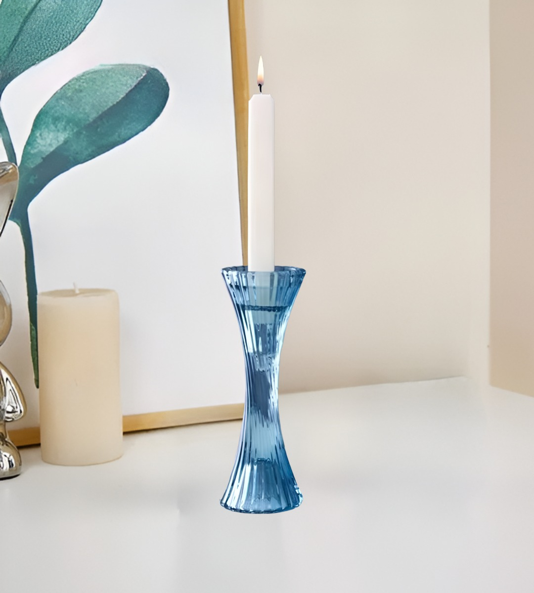 PORTAVELAS CANDELABRO CRISTAL VIDRIO DECORACIÓN 20CM JHN - 9