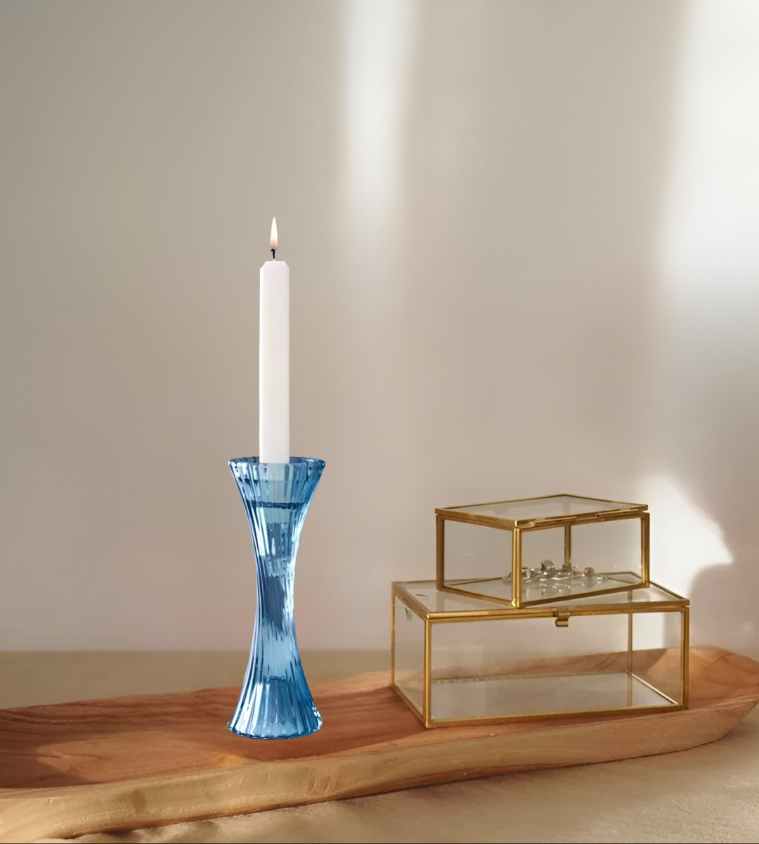 PORTAVELAS CANDELABRO CRISTAL VIDRIO DECORACIÓN 20CM JHN - 10