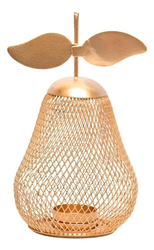 CANDELABRO PORTAVELAS PERA DORADA DECORATIVO FAROL 21CM JHN - 1