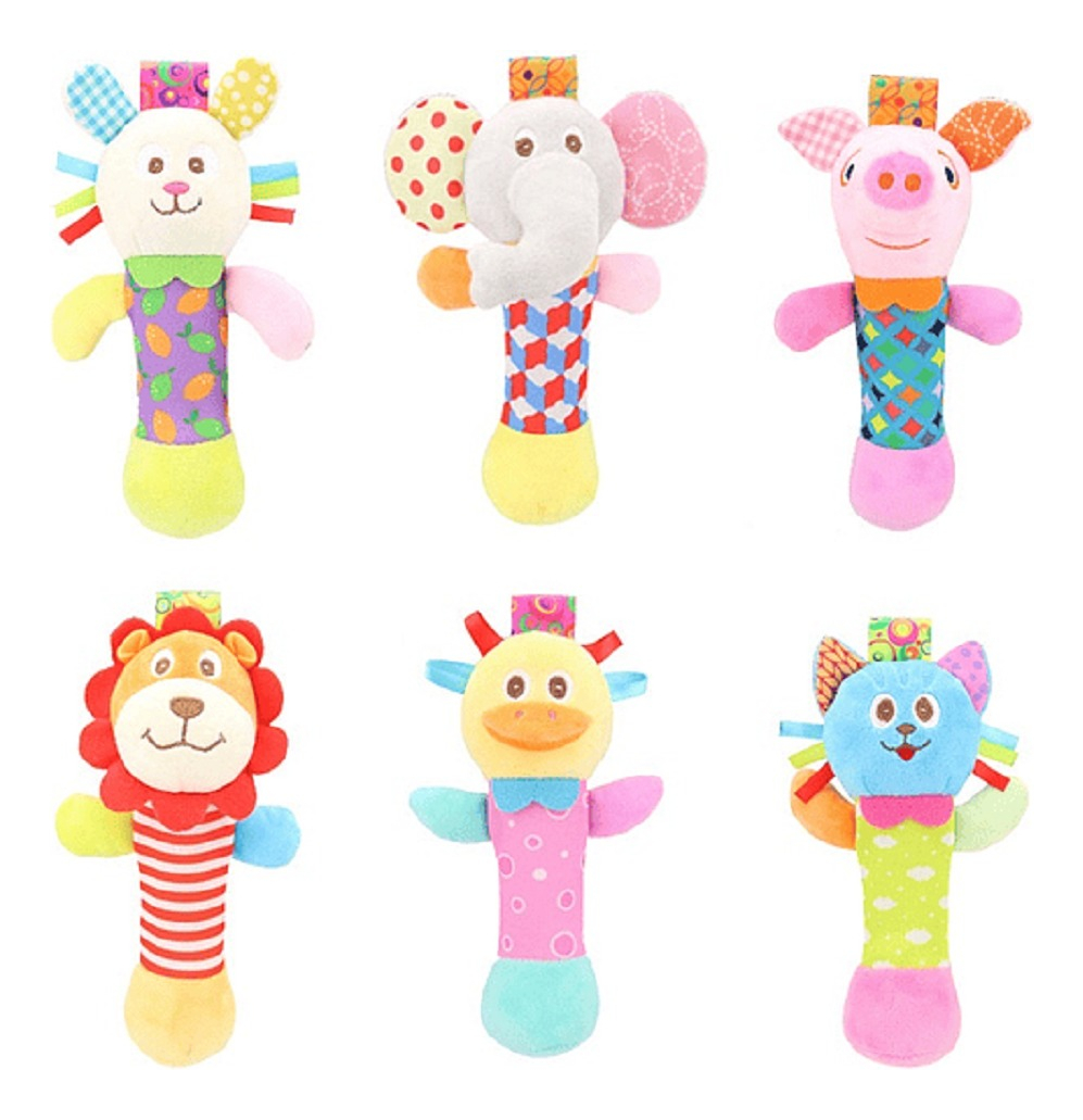 SET 2 SONAJERO MANO FELPA DIVERSIÓN SENSORIAL BEBE LAU - 1