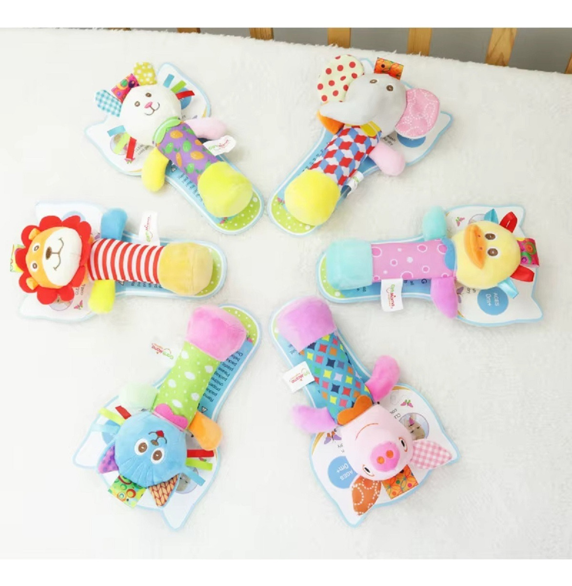 SET 2 SONAJERO MANO FELPA DIVERSIÓN SENSORIAL BEBE LAU - 4
