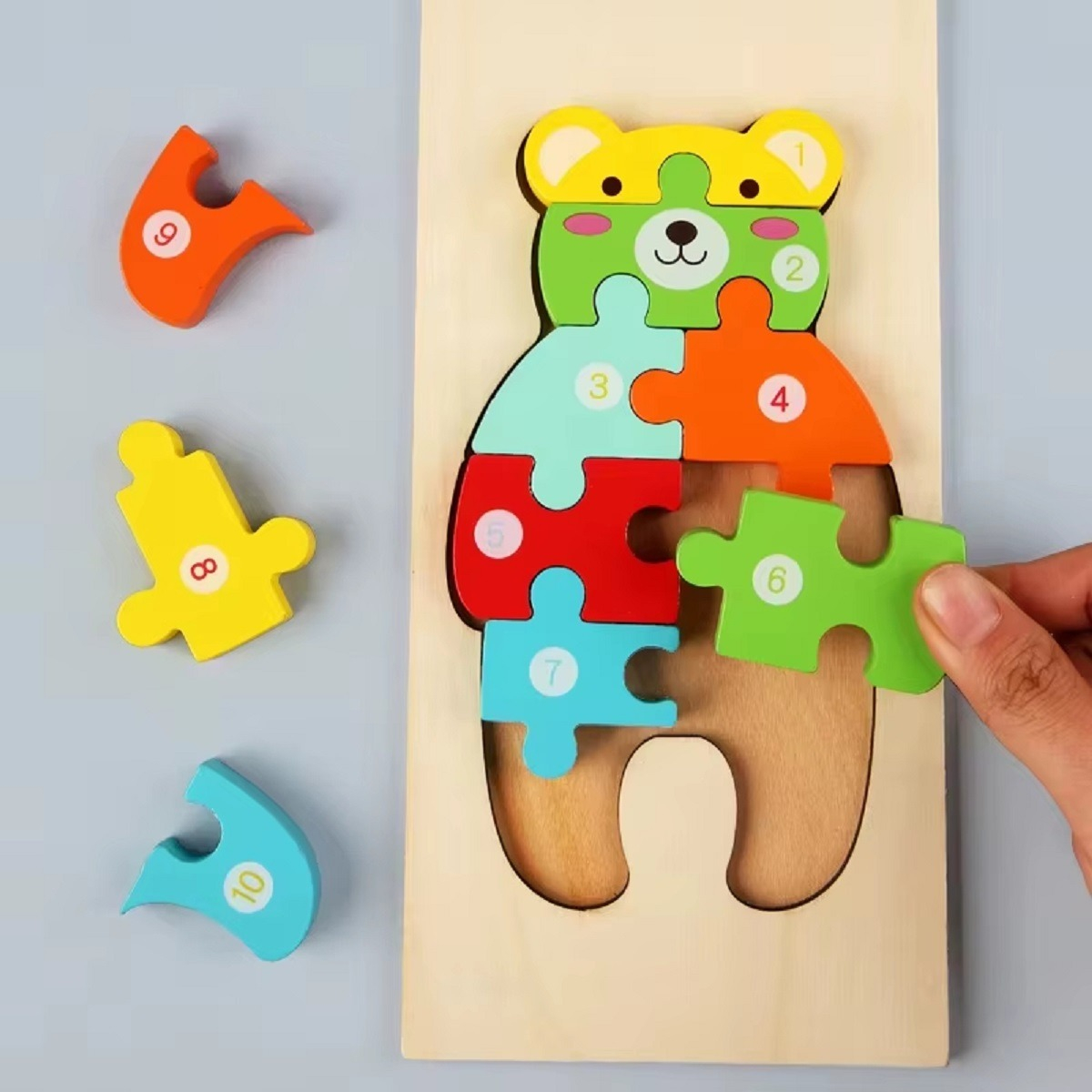 SET 5 PUZZLES ROMPECABEZAS 3D MADERA ANIMALES NIÑOS LAU - 7
