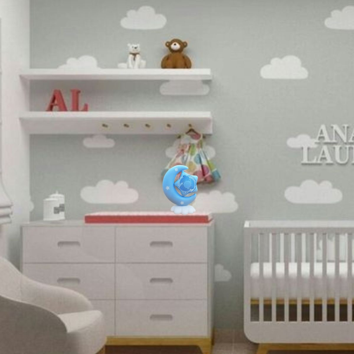 MINI VENTILADOR ESCRITORIO USB LUZ NOCTURNA NIÑOS NIÑAS LAU - 6