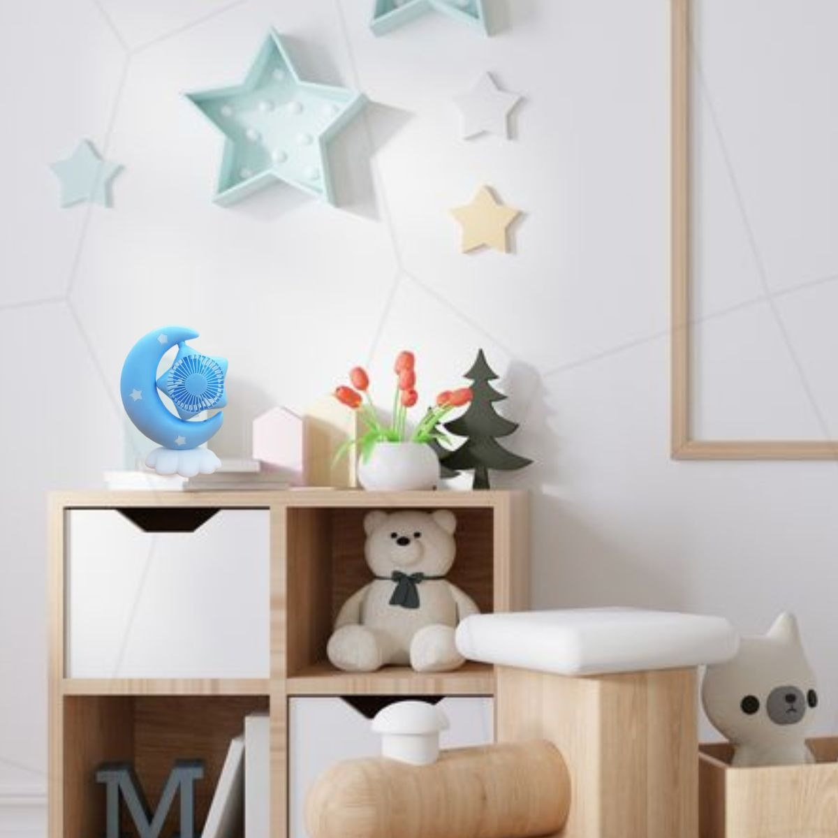 MINI VENTILADOR ESCRITORIO USB LUZ NOCTURNA NIÑOS NIÑAS LAU - 9