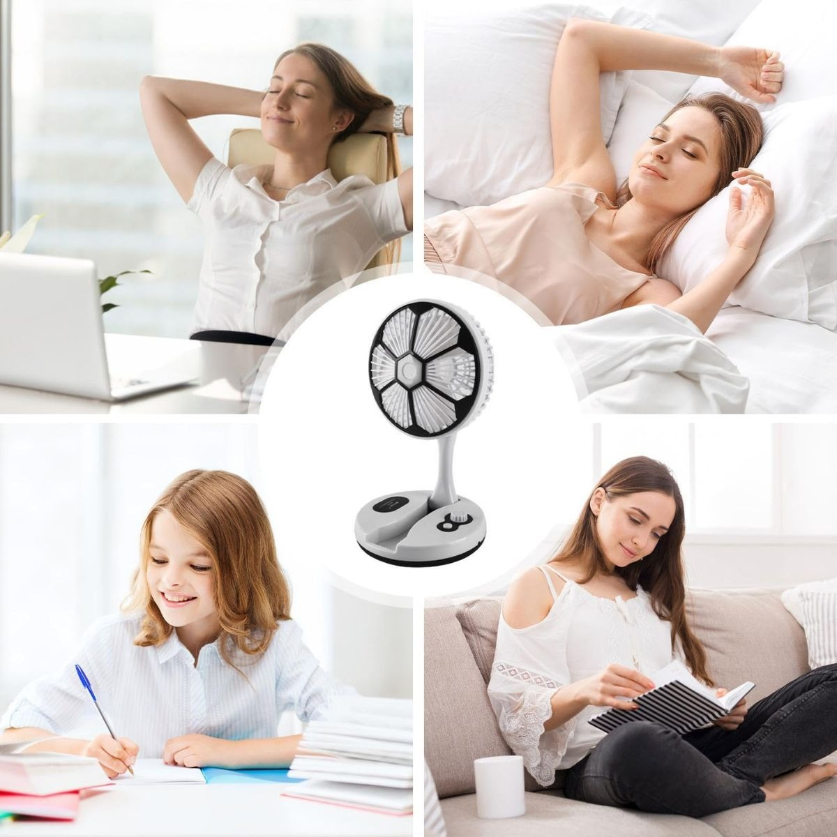 VENTILADOR PLEGABLE PORTÁTIL RECARGABLE USB VIAJE HOGAR LAU - 7