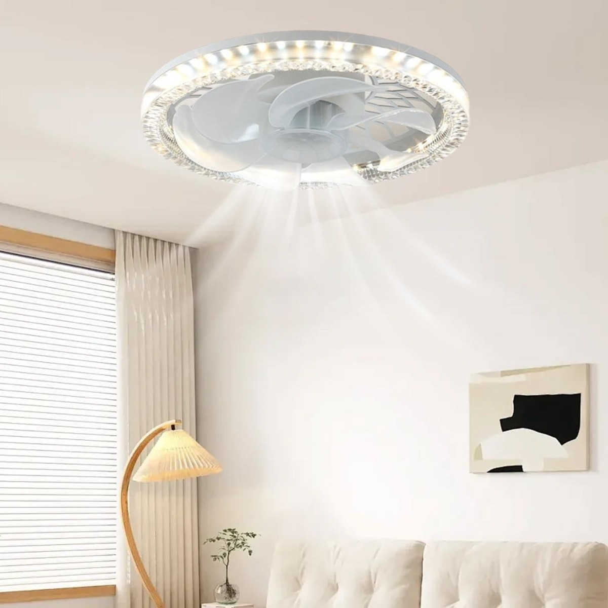 VENTILADOR TECHO LUZ LED DISEÑO MINIMALISTA HOGAR LAU - 8