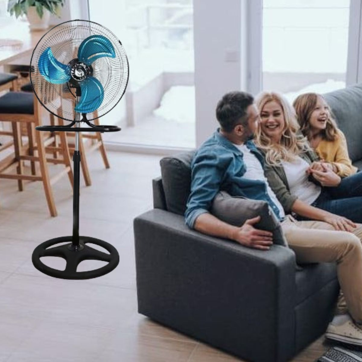 VENTILADOR PEDESTAL AIRE FRESCO VERSATIL POTENTE HOGAR LAU - 4